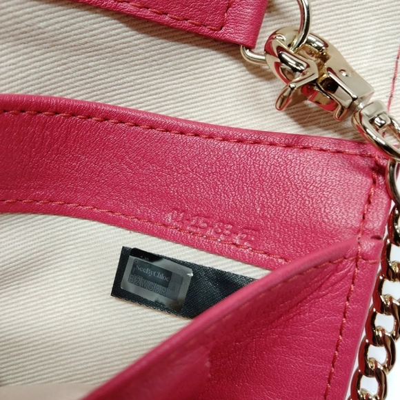 SEE BY CHLOE Crossbody Bag Pink Leather WOC True Wallet on a Chain Purse - Picture 8 of 9